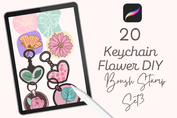 20 Keychain Flower DIY Stamp Set 3