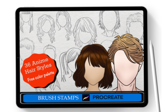 Mastering Anime Hair in Procreate: A Guide to the 36-Stamp Brush Set