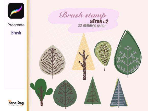 Mastering Digital Botany: Elevate Your Art with the Procreate 30 Tree Element Brush Stamp
