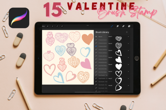 Mastering the 15 Valentine Brush Stamp Set 1 for Professional Procreate Designs
