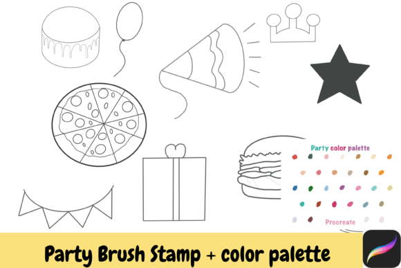Party Procreate Brush Stamps for iPad