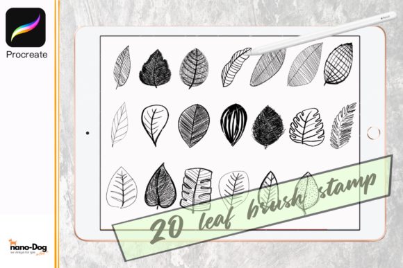 Procreate Brush Stamp Set 20 Leaf