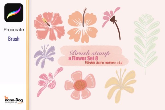 Procreate Flower Set8: Shape Brush Stamps for DIY Design